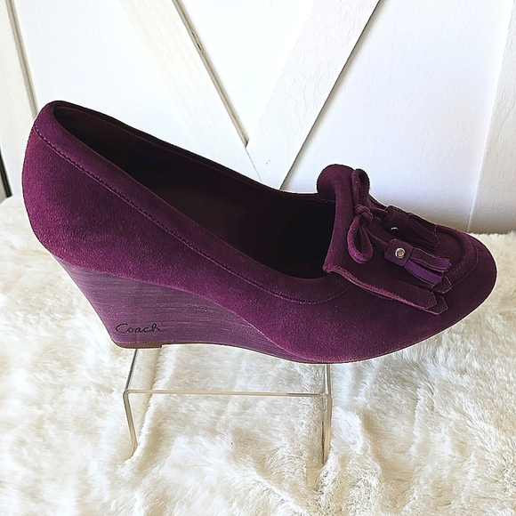 Coach Purple Suede "Terri" Wedges - Picture 5 of 9